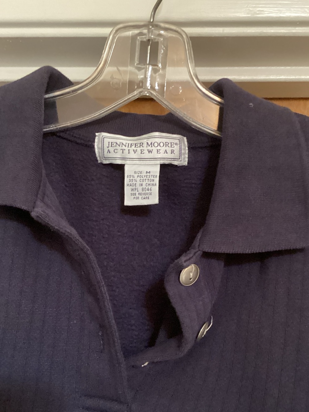 Jennifer Moore Women’s Activewear Dark Navy Ribbed Polo Size M